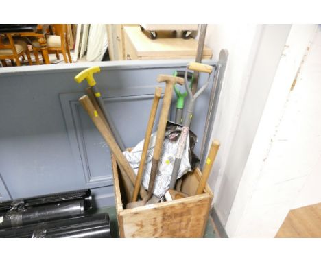 Garden hand tools, shovels, pick etc (t-chest not included) 