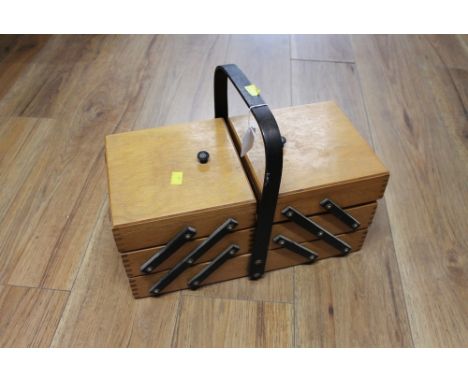 Cantilever sewing box with hand tools