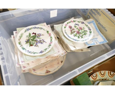 Box of collectors' plates, Herbs by Royal Worcester and The Street Sellers of London by Wedgwood etc
