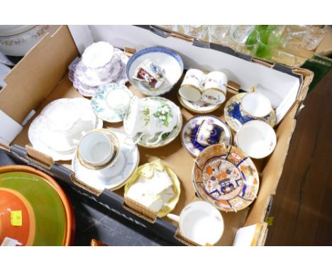 Box of cabinet cups and saucers, Spode, Coalport, Royal Albert Lily of The Valley, Foley China etc