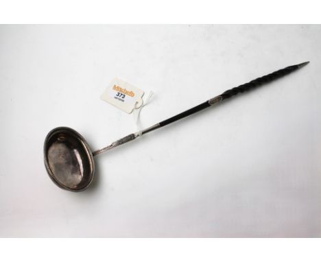 Silver and horn ladle dated 1788, measuring 37 cm long
