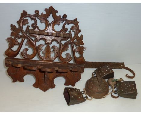 Fretwork pipe rack and a set of bells
