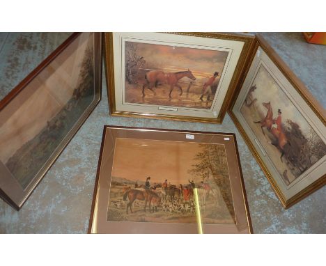 Four framed hunting prints  