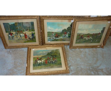 Four gilt framed hunting prints 