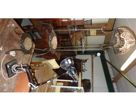 Angle poise lamp and a decorative pan stand 