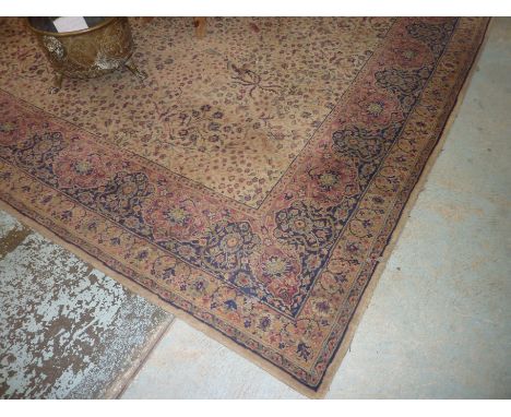 Extremely large rectangular Persian beige and blue ground carpet/rug