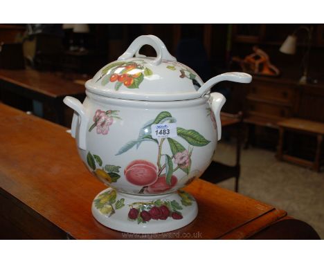 A Portmeirion ''Pomona'' large soup Tureen with lid and ladle.