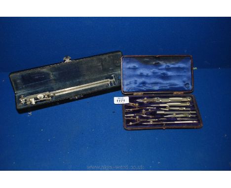 A set of good quality Draughtsman Tools with a large Boxed Compass by Jamara & Co.