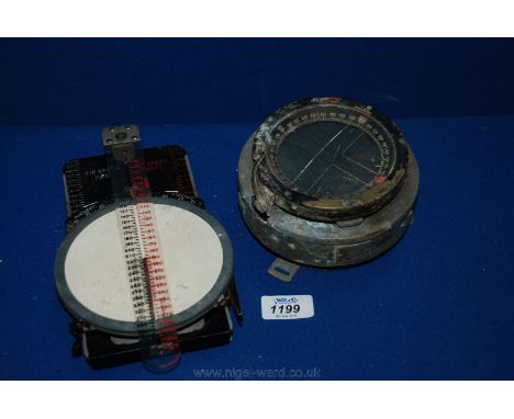 An old RAF Compass marked Air Ministry a/f and a Pye course/air speed calculator, also marked Air Ministry.
