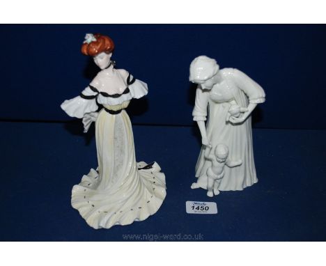 A Royal Worcester figurine entitled 'First Steps' by Glenis Devereaux, 7 1/2" tall, along with a Coalport figurine entitled '