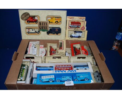 A quantity of Lledo ''Days Gone By'' model vehicles including Foxes Glacier Mints, Mobilgas, Schweppes, Pan Am Holiday Buses,