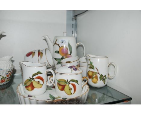 A quantity of Royal Worcester 'Evesham' pattern china including a six setting Coffee Set with coffee pot and milk and cream j