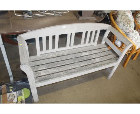 A wooden garden bench