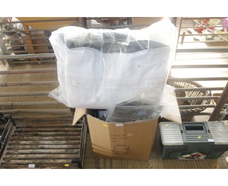 An inflatable hot tub with water heater, inflatable body and pipe with fittings and user manual 
