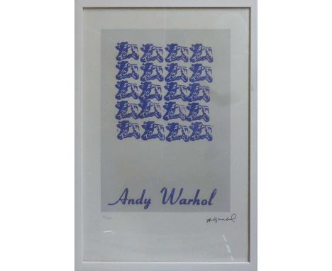 ANDY WARHOL 'Blue Cows', lithograph, from Leo Castelli gallery, stamped on reverse, edited by G Israel on Arches paper, numbe