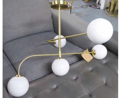 CEILING LIGHT, gilt metal, five branch, 60cm drop. 