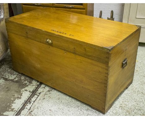 TRUNK, mid 20th century, camphorwood with hinged top named Donkin 46, iron side handles and aluminium lining, 62cm H x 122cm 