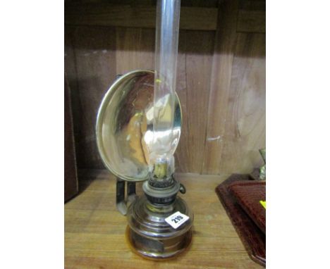 OIL LAMP, glass based mounted oil lamp with reflector back