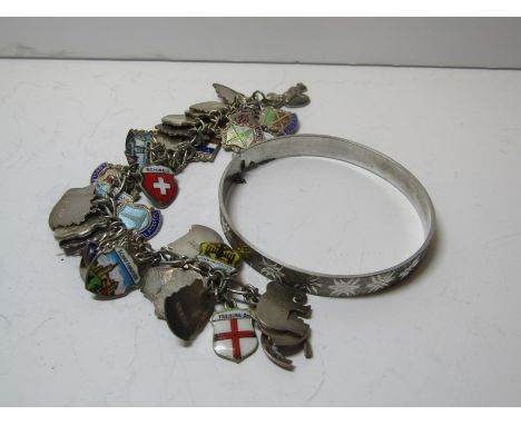 SILVER CHARM BRACELET & SILVER HINGED BANGLE