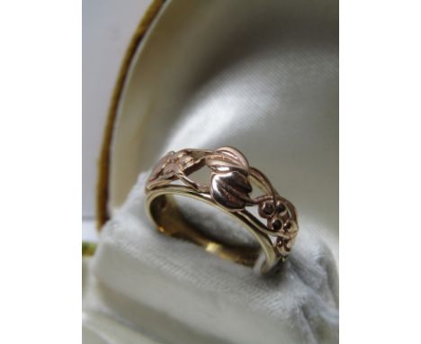 9CT YELLOW & ROSE GOLD CLOGAU RING size J/K 