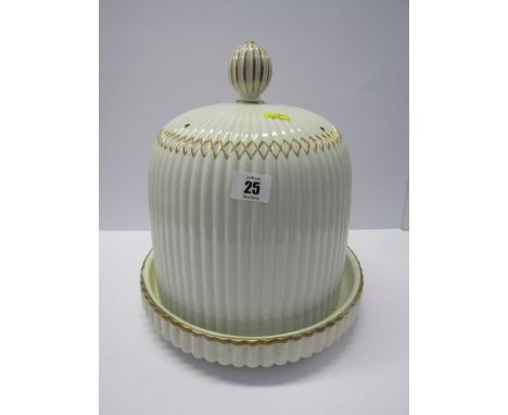 ASHWORTH, Victorian pottery gilded and ribbed dome cheese dish, (some restoration)