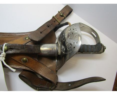 EDGED WEAPON, leather cased scabbard & sword with holster by Mole & Son Of Birmingham