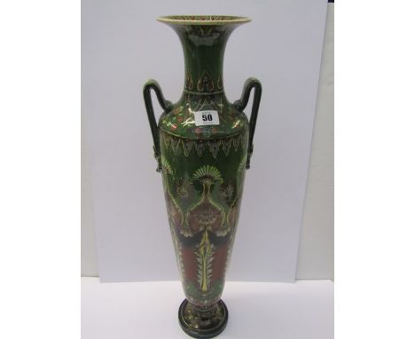 FAIENCE, a Dutch "Purmegrande" pattern tall vase, 22" height, several defects