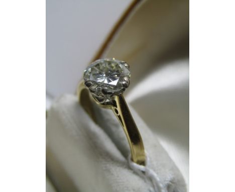 18ct YELLOW GOLD IMPRESSIVE DIAMOND SOLITAIRE RING, approx 2ct fine quality diamond set in 6 claw mount brilliant cut stone, 