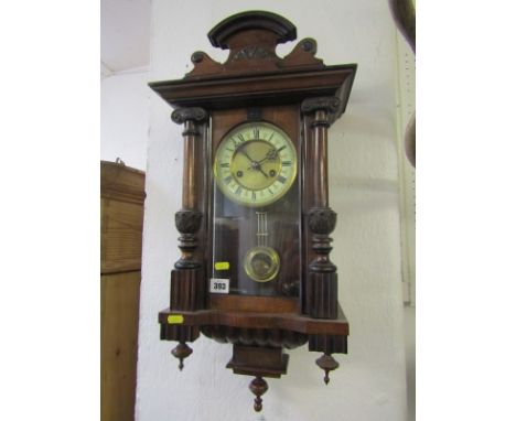 ANSONIA CLOCK, an architectural cased wall mounted clock, 25" high