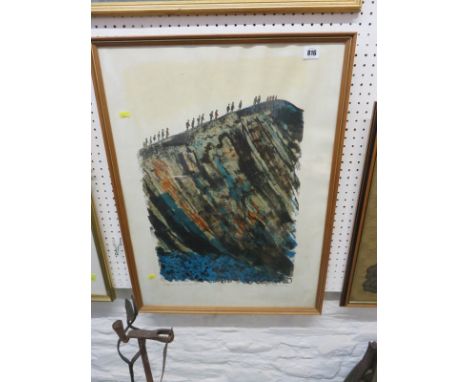 BERNARD CHEESE, signed limited edition colour lithograph, "Hikers On The Pembroke Path", 22" x 15" 