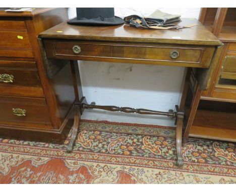 SOFA TABLE, mahogany veneered sofa table, fitted 1 drawer on turned stretcher