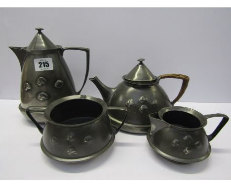 TUDRIC PEWTER, a 4 piece Art Nouveau design tea service, pattern number 0303