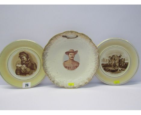 OLD BILL, pair of Grimwade First World War wall plates together with Boer War portrait plate of Col. Baden-Powell