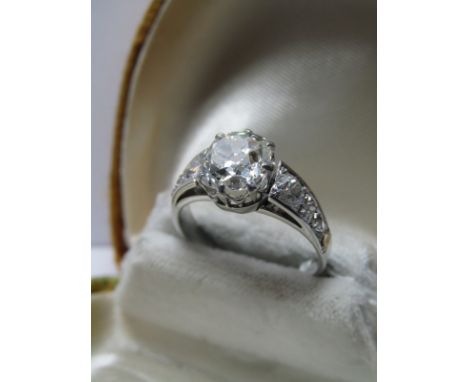 9CT WHITE GOLD DIAMOND SOLITAIRE RING,fabulous old cut diamond measuring approximately 2.5 carats of superb colour and clarit