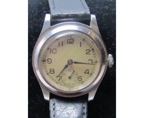 VINTAGE MILITARY WRIST WATCH, manual wind with subsidiary second dial, unrestored condition, appears in working order