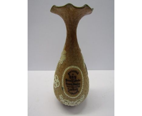 COMMEMORATIVE, Doulton Lambeth stoneware presentation trophy vase "Albert Medal Society Art, 1885" 6.5" high 