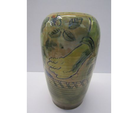 BRANGWYN WARE, Royal Doulton incised floral design 9.5" vase, pattern No. D5077A 