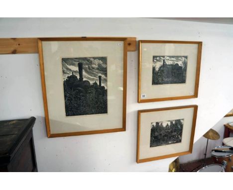 Set of 3 L/E &amp; signed steam engine engravings by William T Rawlinson