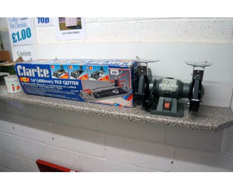 Bench grinder and tile cutter