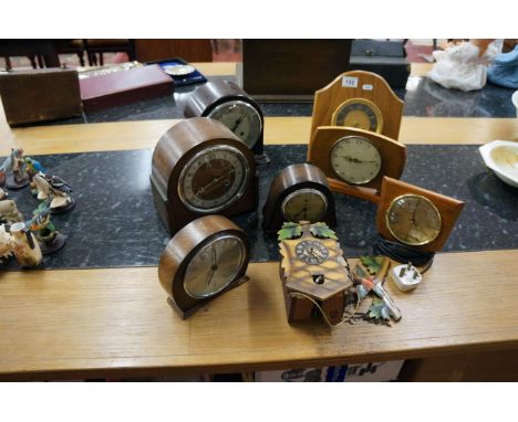 7 assorted mantle clocks & cuckoo clock