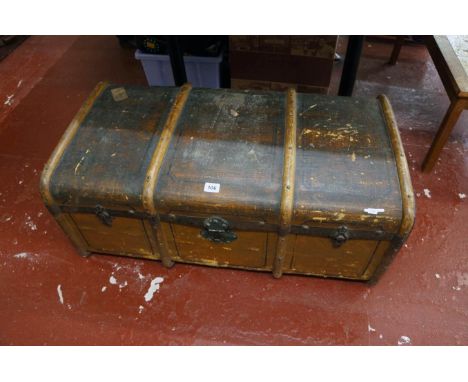 Canvas & wooden banded travelling trunk