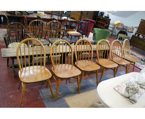 Set of six Ercol blonde dining chairs