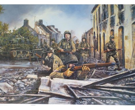 After David Pentland - A print entitled Screaming Eagles in Normandy 7th June 1944, issued in a limited edition of 1250 (No. 