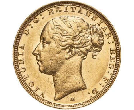 AUSTRALIA. Victoria, 1837-1901. Gold sovereign, 1884 M. Melbourne. St George; WW Buried. Young head left, WW buried in trunca
