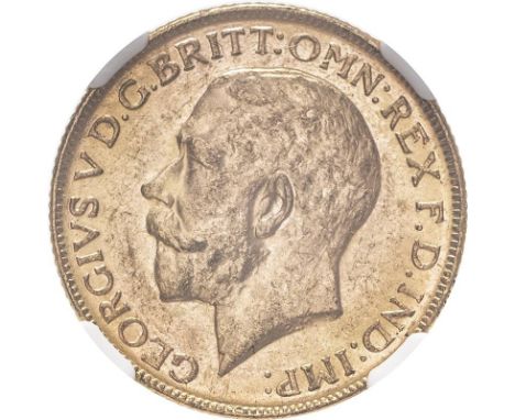AUSTRALIA. George V, 1910-36. Gold sovereign, 1914 M. Melbourne. Bare head left, B.M. on truncation; GEORGIVS V D. G. BRITT: 