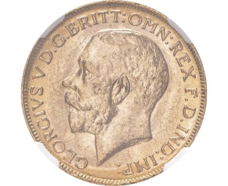 AUSTRALIA. George V, 1910-36. Gold sovereign, 1924 M. Melbourne. Bare head left, B.M. on truncation; GEORGIVS V D. G. BRITT: 
