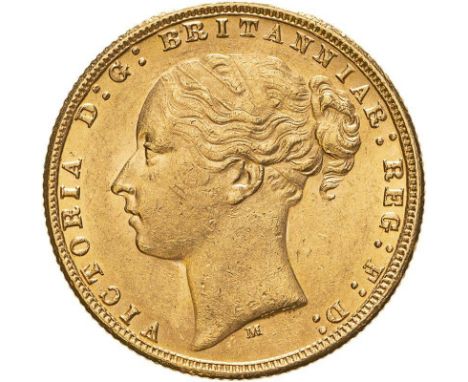AUSTRALIA. Victoria, 1837-1901. Gold sovereign, 1876 M. Melbourne. St George. Young head left, WW buried in truncation; mintm