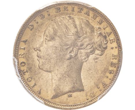 AUSTRALIA. Victoria, 1837-1901. Gold sovereign, 1874 M. Melbourne. St George. Young head left, WW buried in truncation; mintm