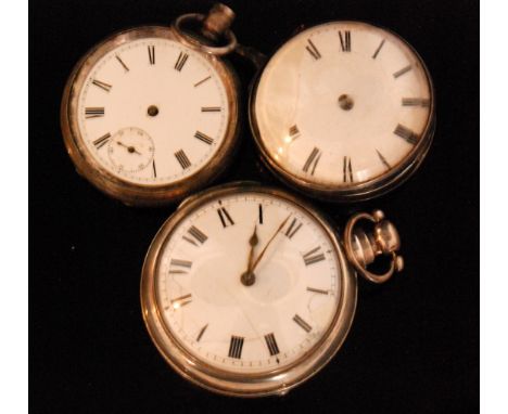 A George IV hallmarked silver pair cased pocket watch, Roman numerals to white enamel dial, fusee movement with verge escapem
