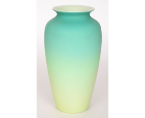 A late 19th Century Thomas Webb & Sons vase of shouldered ovoid form with flared collar neck decorated with a pale green over